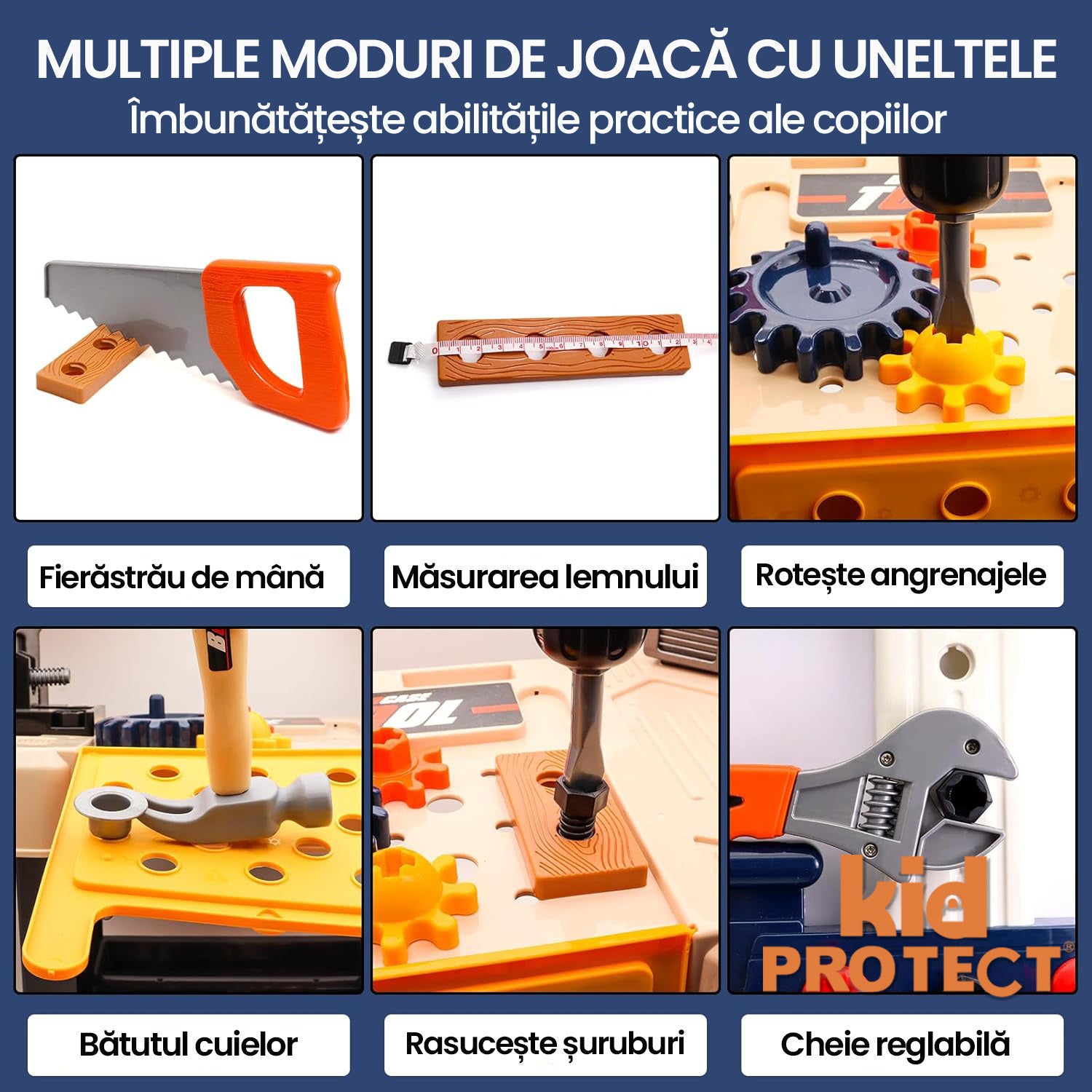 Banc de Lucru Copii 3 in 1 Kidprotect Junior Fix-It Station Banc de Lucru Copii 3 in 1 Kidprotect Junior Fix-It Station